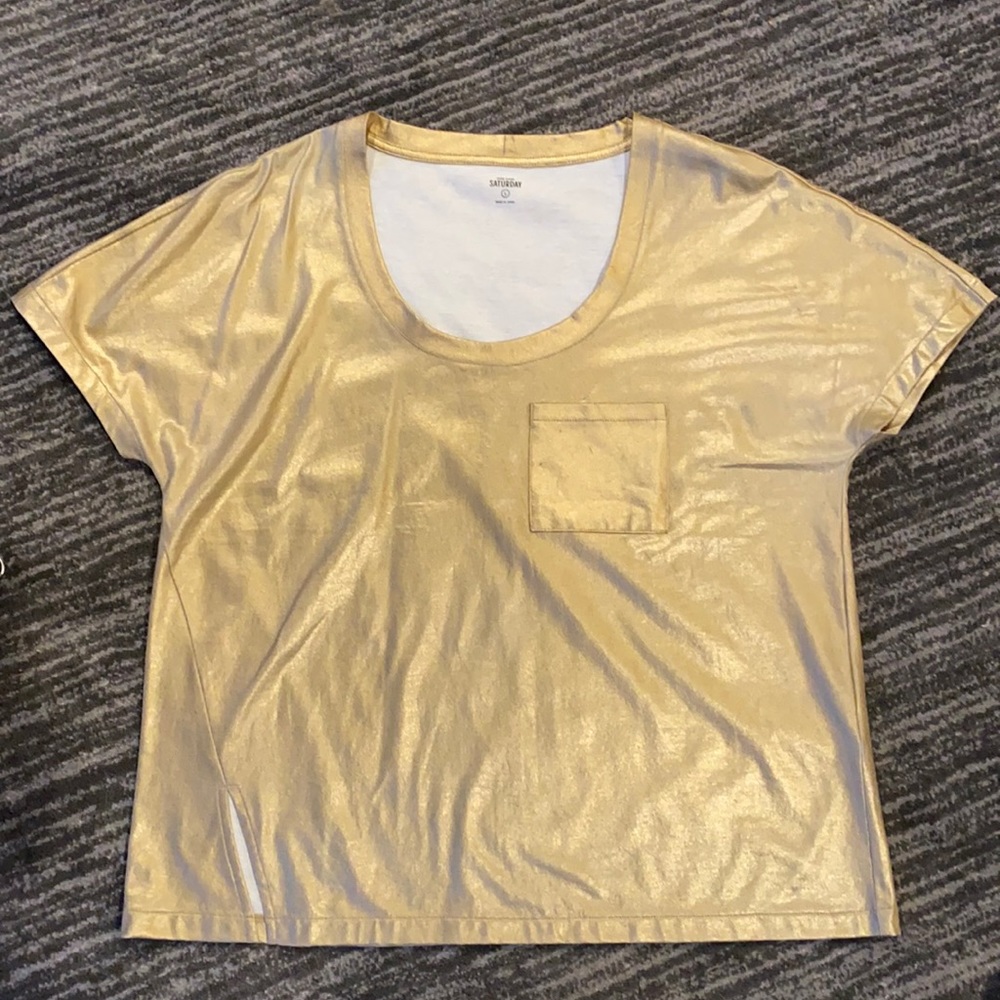 Party season! Gold metallic cotton Kate Spade t-shirt